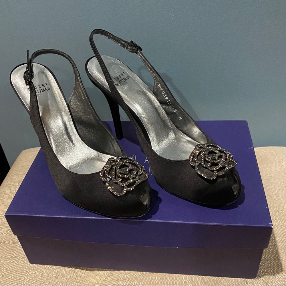 Stuart Weizman Crystal Rose Heels With Strap - image 1